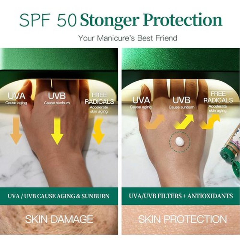 APUREE UV Nail Lamp Hand Sunscreen SPF 50+/PA++++ - Fragrance-Free, Hypoallergenic Formula for Nail Salon & Home Use | Vegan & Cruelty-Free