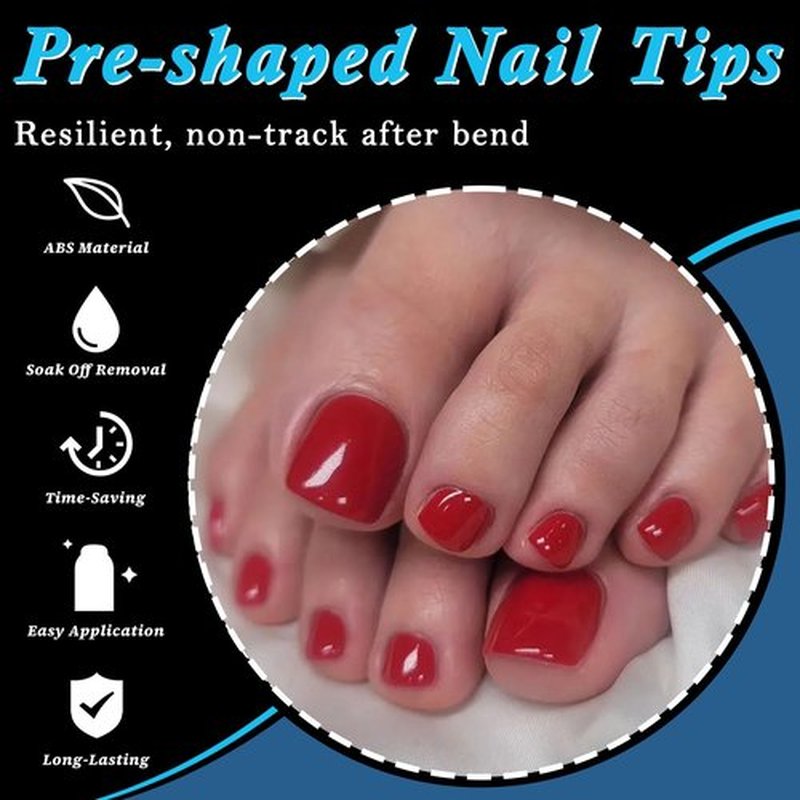 LoveOurHome 600pc Gel Toenail Tips Clear Press on Toenails Short Square Fake Toe Nails Artificial False Toes Tip Full Cover Soft Gel Toe Nail Tips for Acrylic Toenail Extension Glue Toenails Making