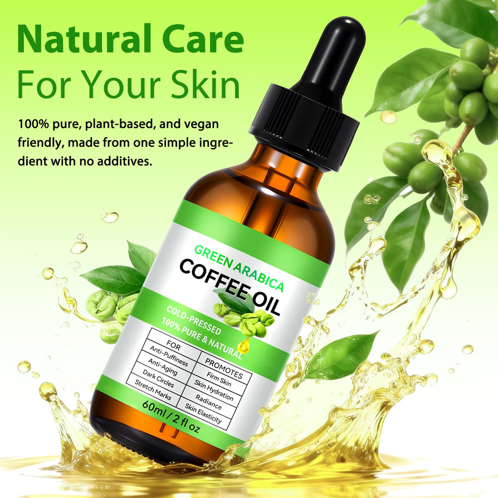 Moulis Coffee Essential Oil, Coffee Oil for Skin, Green Coffee Bean Oil for Face & Hair Growth, Cellulite, Reduces Puffiness, Dark Circles, Stretch Marks, Skin Tightening, Cold-Pressed, 4 Fl Oz