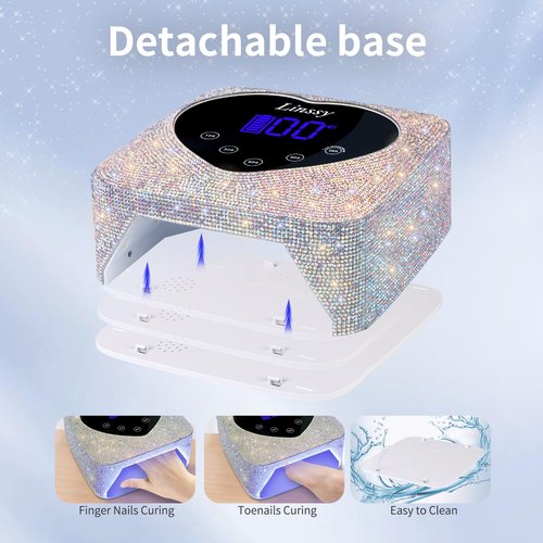 Linssy UV Nail Lamp, 72W Cordless Nail Lamp Nail Dryer with 5 Timer Settings, Large Heart Shape Smart LCD Screen with Touch Control UV Light for Nails, Professional LED Nail Lamp (Diamond)