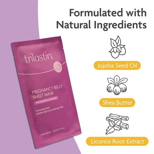 TriLASTIN Belly Masks - Hydrating & Soothing Belly Masks for Pregnant Women - Reduces Stretch Marks - 1 Pack