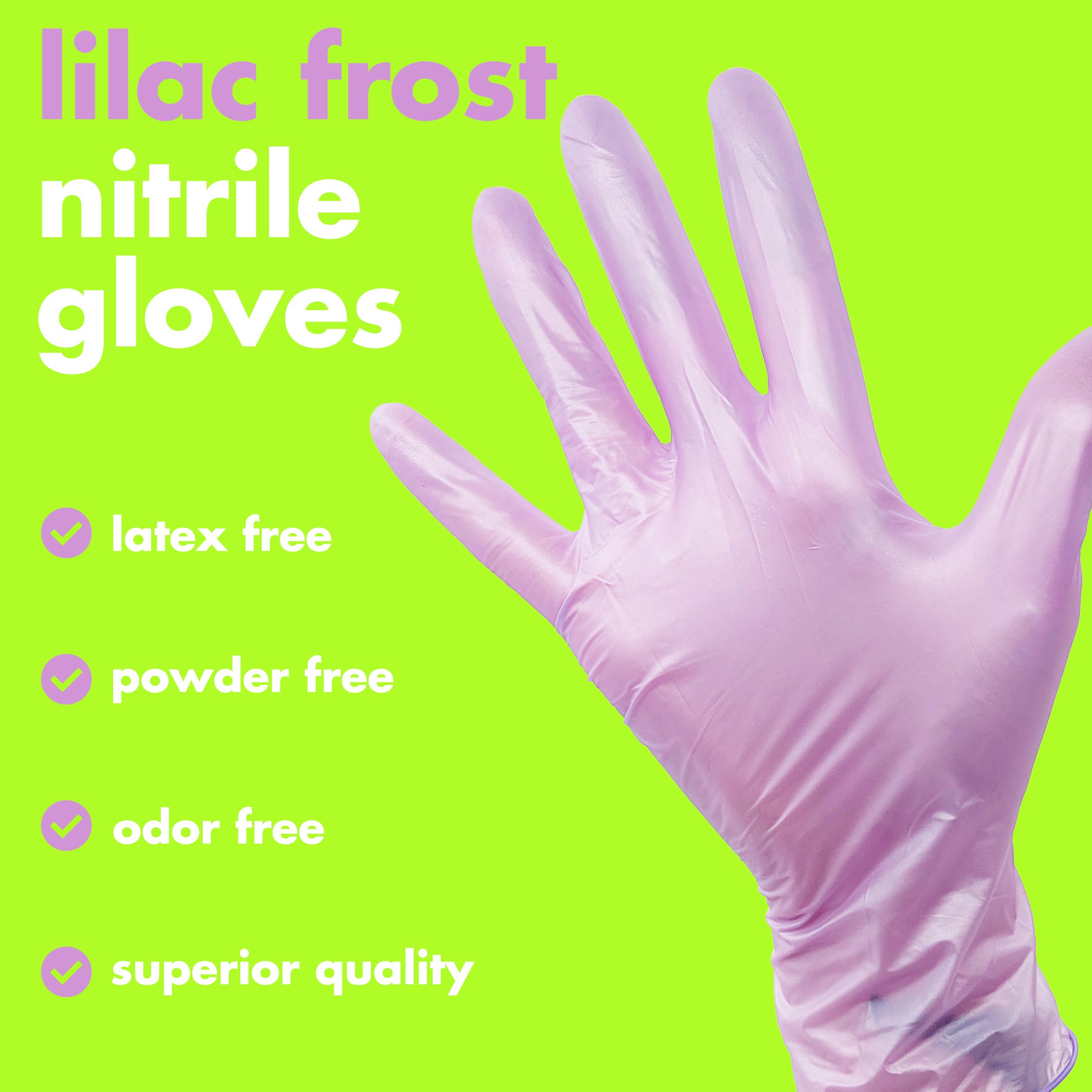 Colortrak Disposable Nitrile Gloves, Pink, Luminous Collection Lilac Frost Latex-Free, Powder-Free Hair Color Gloves for Chemical Processing & Salon Services, 100 Count, Small