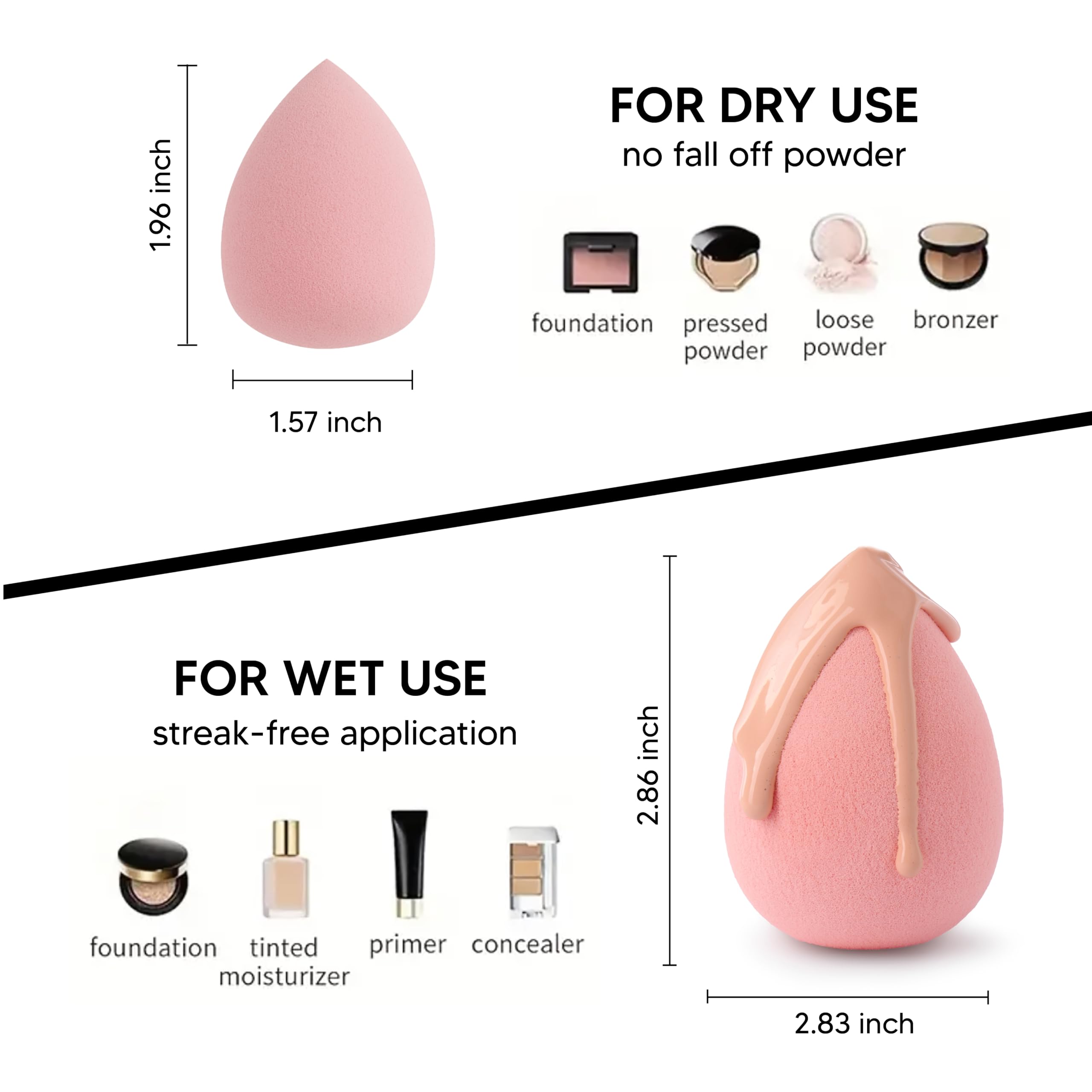 TADA Natural Beauty Makeup Sponges Set with Jar - Makeup sponges for foundation Powder Makeup blending (8PK Pink)