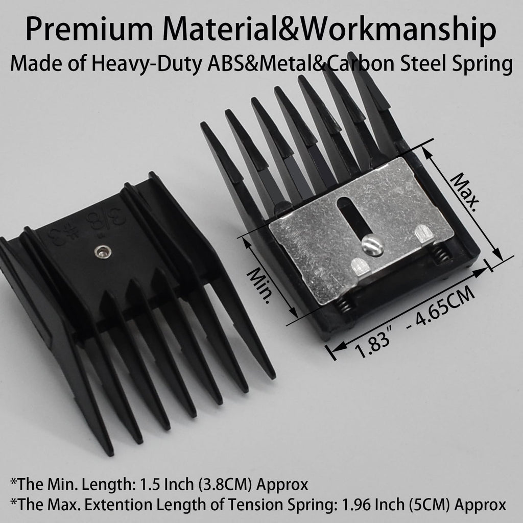Professional A5 Style Animal Hair Clipper Attachment Guard Guide Cutting Combs 76926-900, Compatible with Oster Classic 76 A5 Andis AG BG Wahl KM Pet Groomers (Black, #3-3/8")