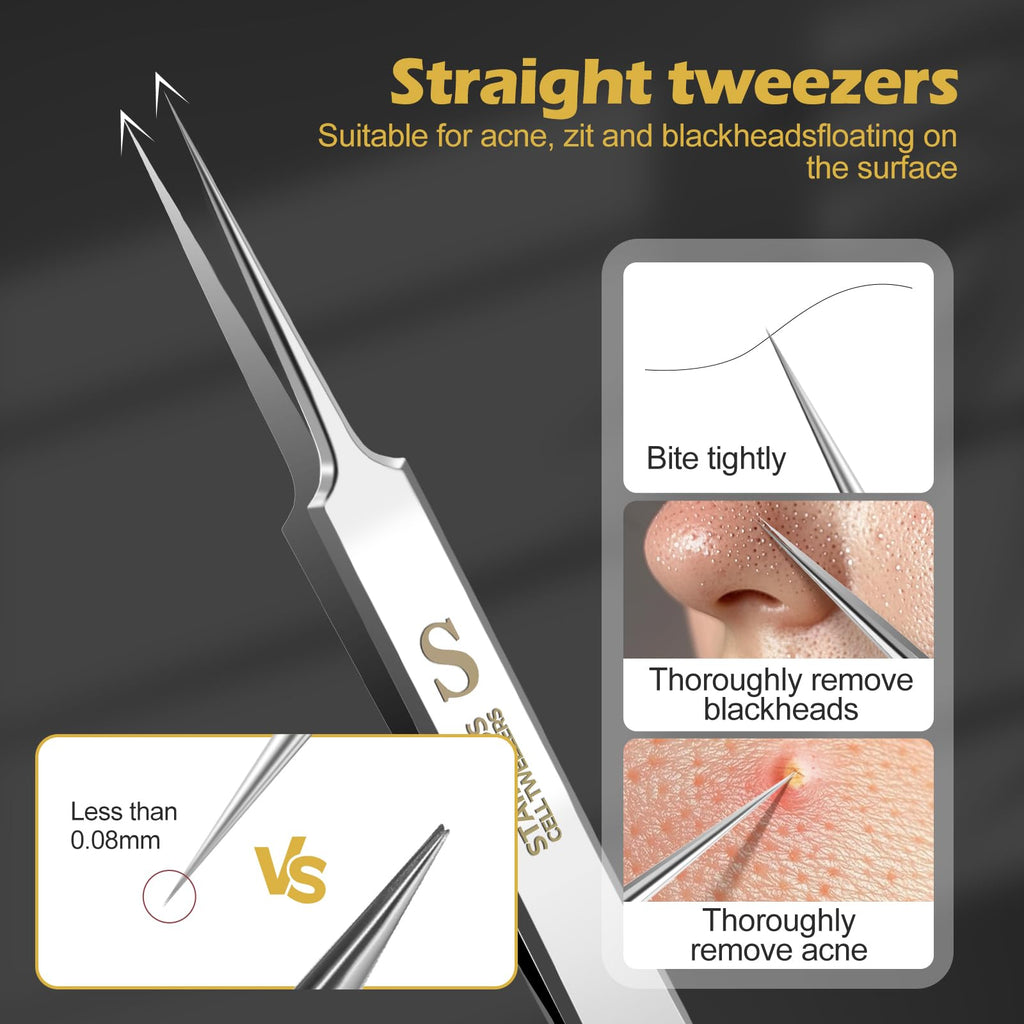 WSYUB Professional Blackhead Tweezers,Ingrown Hair Removal Kit