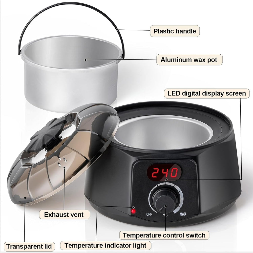 Professional Wax warmer for hair removal, Digital 16oz Wax Melting Pot with See through lid, Waxing Machine for Beginners, Face, Bikini, Leg, Body