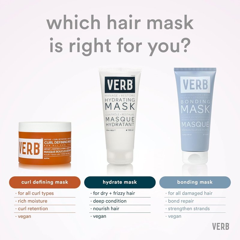 VERB Curl Defining Mask - Enhance Curl Definition & Retention - Moisturizing, Frizz Control | Vegan & Sulfate-Free