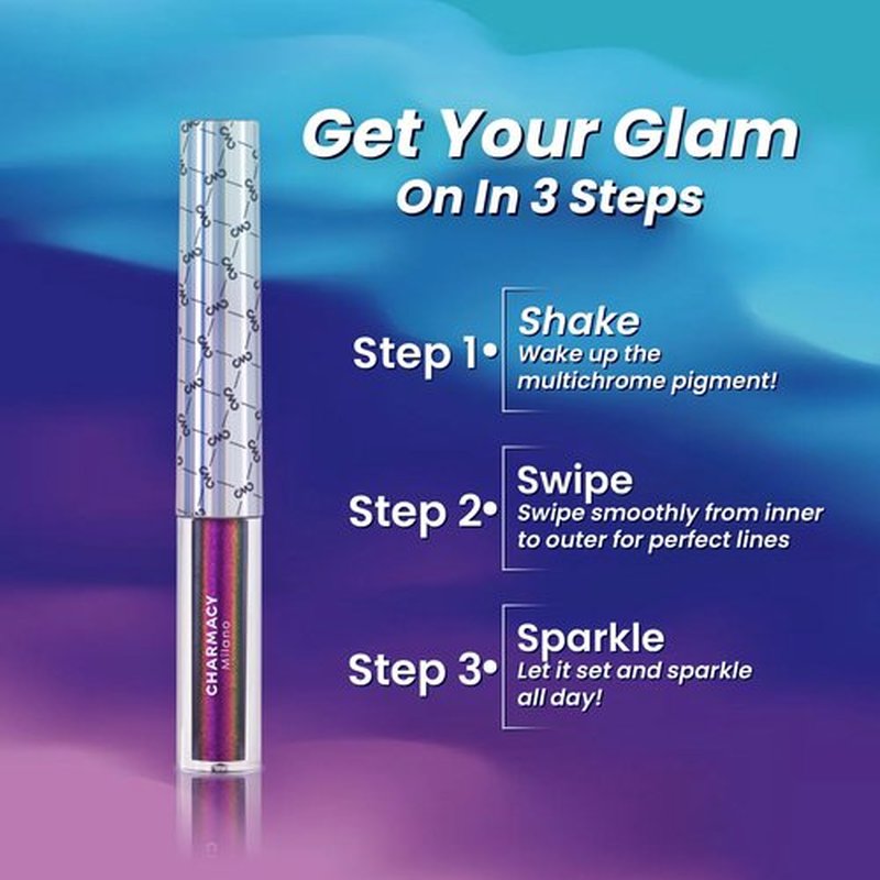 CHARMACY Multichrome Eyeliner Liquid Liner, Glitter liquid eyeliner waterproof, Metallic Intense Color Shifting Colorful Eyeliner, Long wearing, Ultra-Fine Tip Smudge-proof, GREEN INDIGO 905