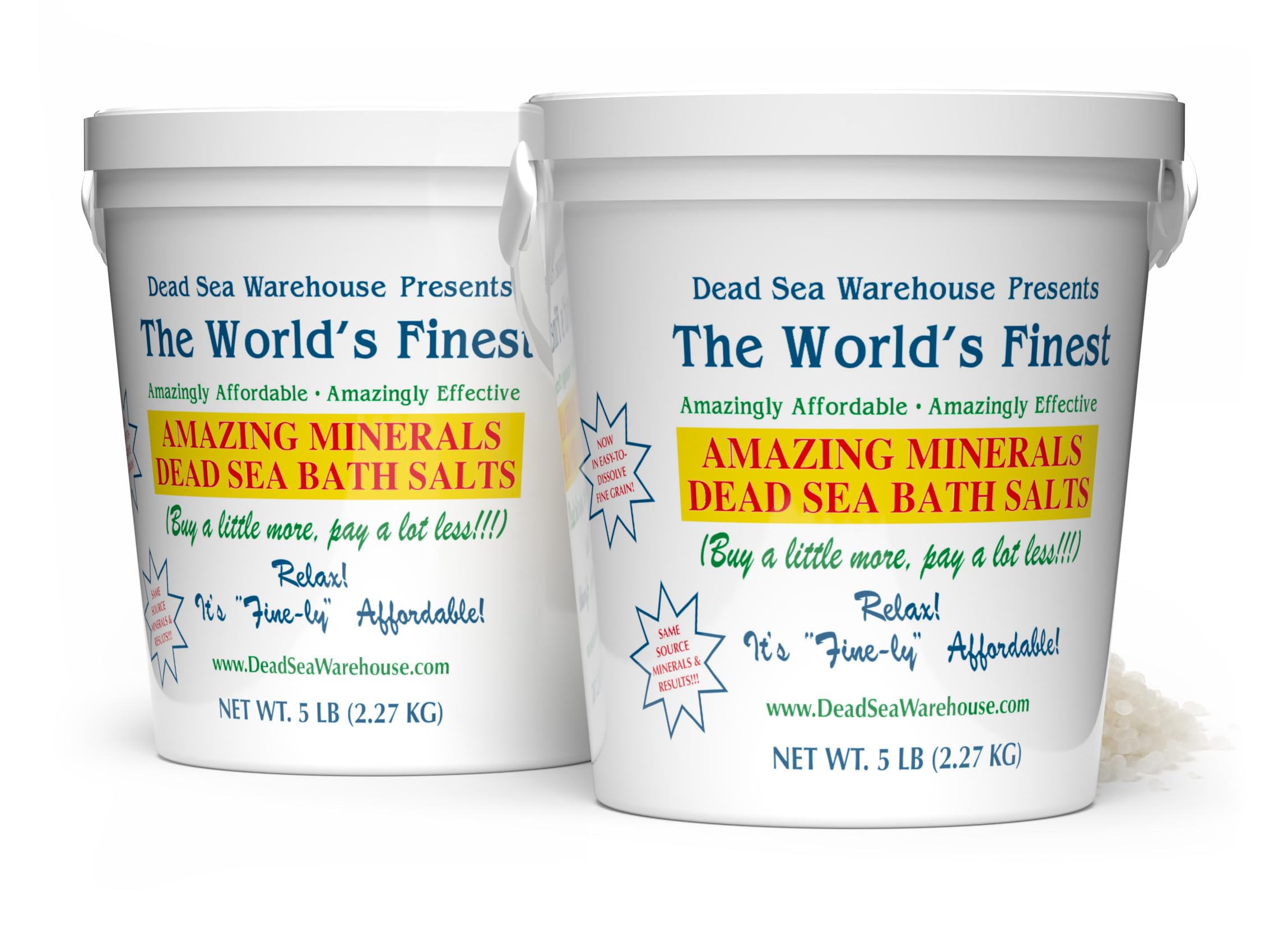 Dead Sea Warehouse - Dead Sea Salts for Soaking - 100% Dead Sea Mineral Bath Salts - Great for Soothing Muscles Aches, Relaxation, Alleviate Skin Issues - Unscented - 5lbs - (2 Pack)