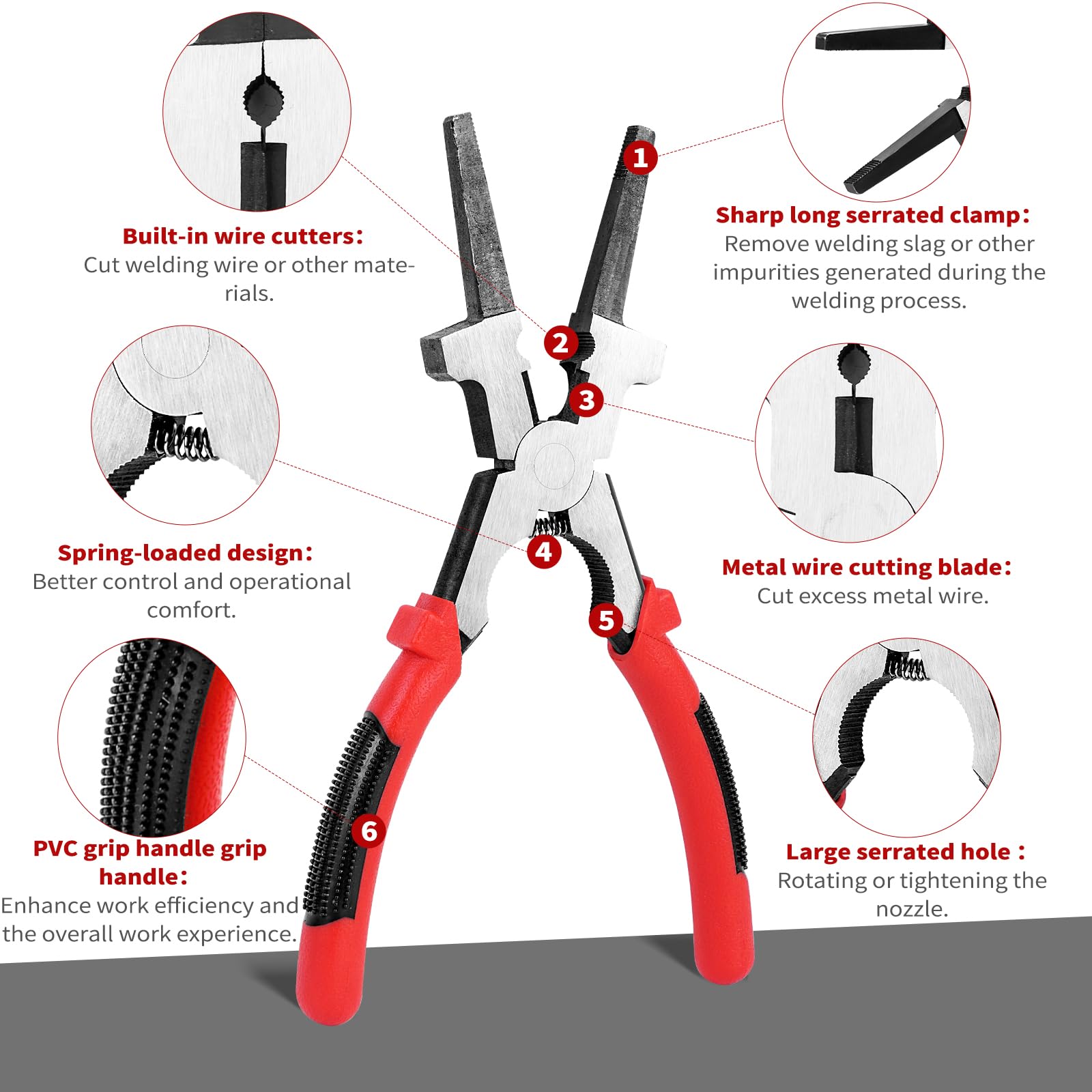 8"MIG Welding Pliers, Multi-functional Carbon Steel MIG Welding Pliers with Insulated Handle, Long Nose Wire Cutting Tools - Reliable and Durable (1Pack)