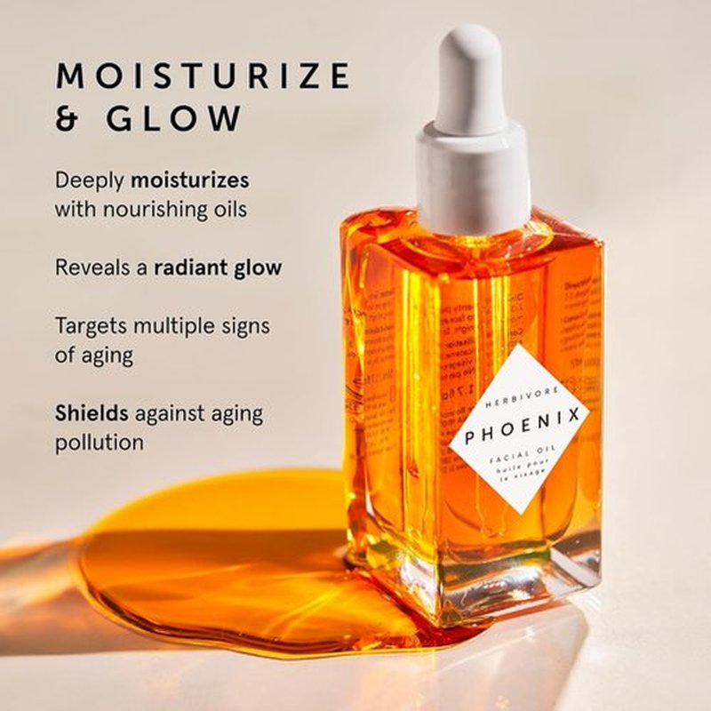 Herbivore Phoenix Facial Oil - Deep Renewal Anti-Aging Oil with Rosehip, CoQ10 & Vitamin E | Moisturizing for Dull Skin