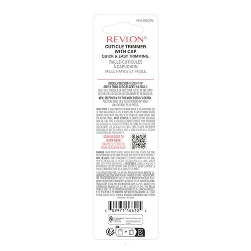 Revlon Cuticle Trimmer With Cap, High Precision V-Tip and Comfortable Grip for Gentle and Easy Trimming, 1 Count (Pack of 2)