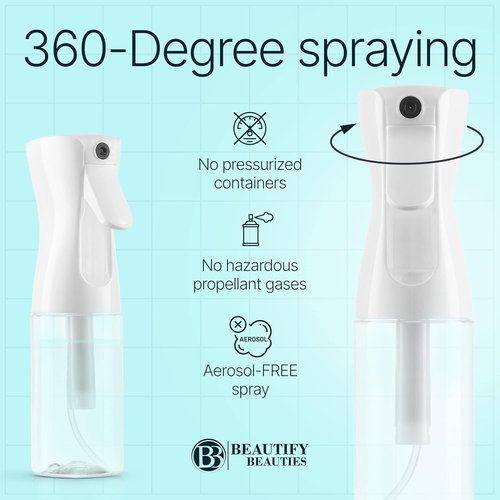 BeautifyBeauties Hair Spray Bottle - Ultra Fine Continuous Mister for Hairstyling & Skin Care | 6.8 Ounces, Black