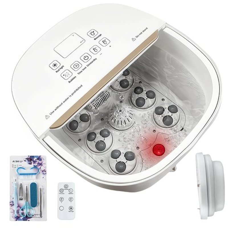 teepten Collapasible Foot Spa Bath Massager with Heat, Pedicure Foot Spa with Bubbles/Timer/Temperature Control, Feet Soak Tub for Home, Office, Relaxation and Stress Relief, Gift for Men and Women