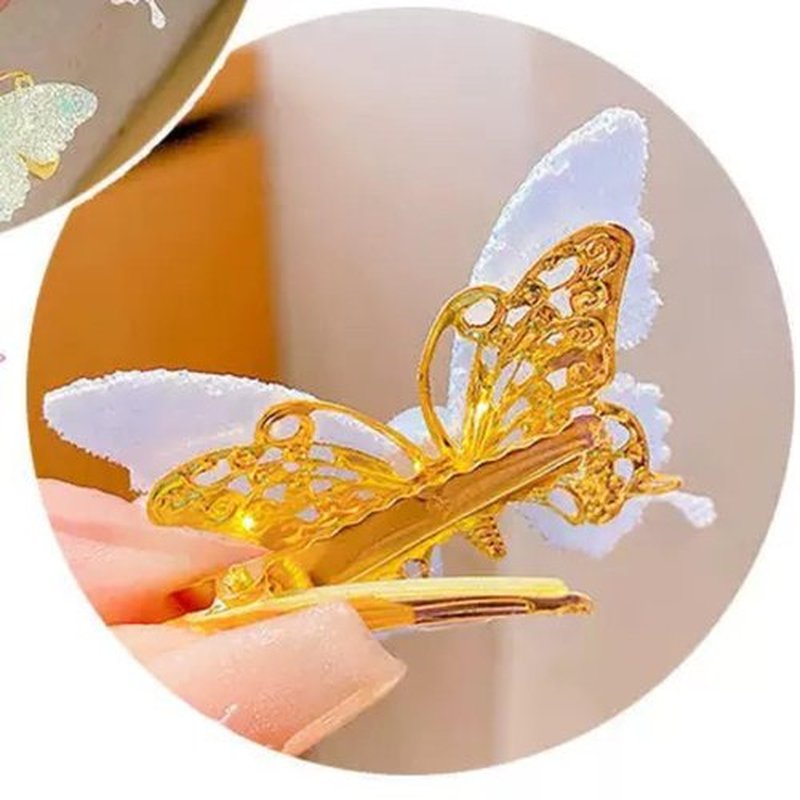 10-Pc Glitter Butterfly Hair Clips – Sparkly Hair Accessories for Women Girls, Trendy Fashion Hairpins for Spring Party, Everyday Looks Gift (A)