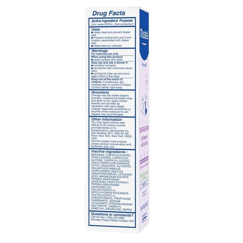 Mustela Baby Diaper Rash Cream - Zinc Oxide Skin Protectant - Fragrance-Free & Paraben-Free - 98% Natural Ingredients