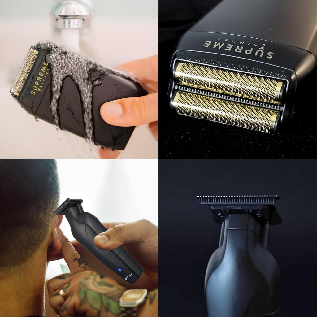 Supreme Trimmer Vader Trimmer & Crunch Foil Shaver Barber Haircutting Kit | Professional DLC T-Blade Beard Trimmer ST3778 & STF602 Waterproof IPX6 Shaver Set | (Acid)