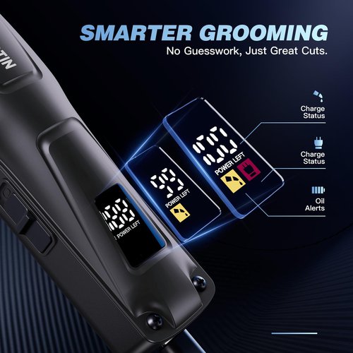 QQTIN Hair Clippers for Men, Cordless Hair Trimmer for Hair Cutting with Long Battery Life, 8500RPM Electric Clippers and Trimmers Set for Self-Haircut and Family Use (Carbon Grey)