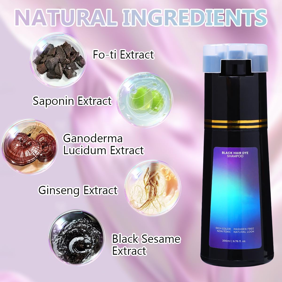 Aiwejay Hair Dye Shampoo, Instant Hair Color Shampoo for Gray Hair Coverage, Natural Herbal Hair Coloring Shampoo, Easy At-Home Hair Care for Women & Men(Black)