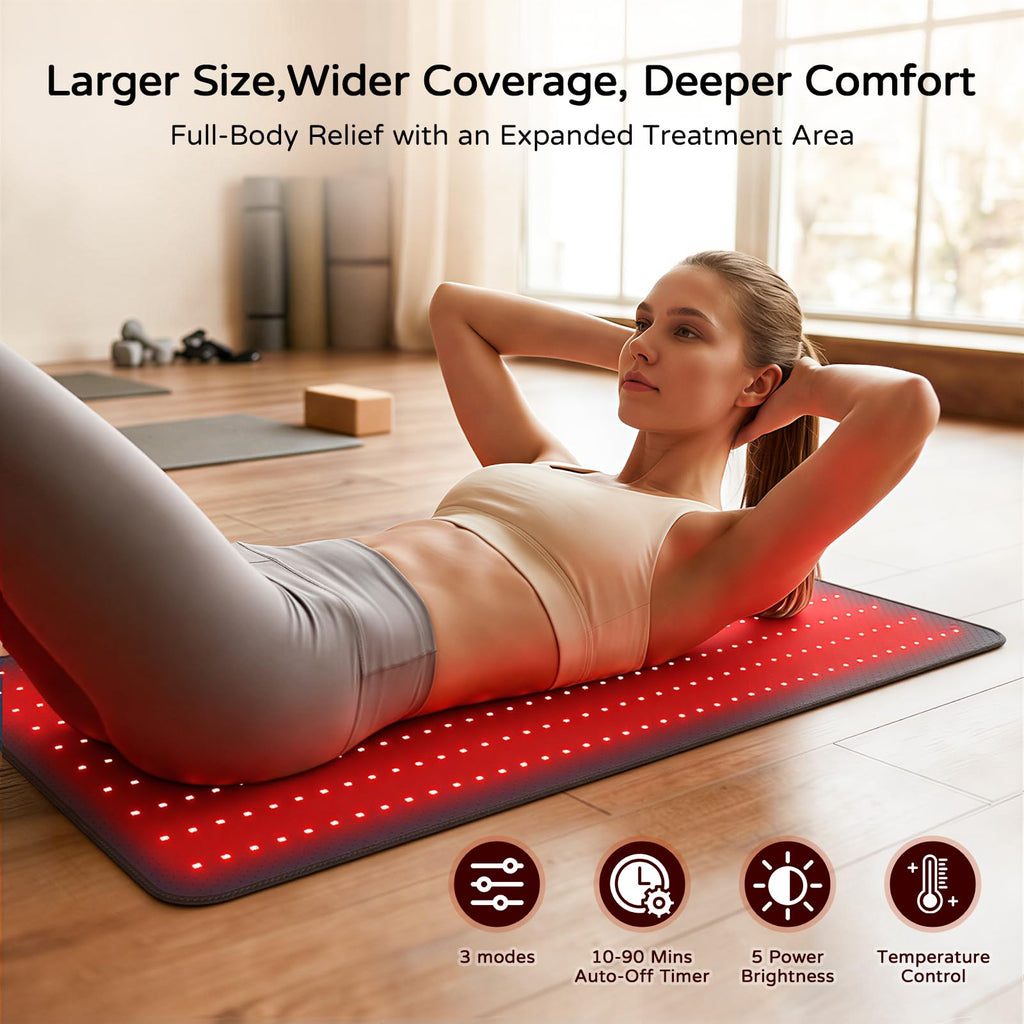 39.37"*23.62" Red Light Therapy Mat for Full Body,400 LEDs Near Infrared Light Therapy Pad,660nm & 850nm Light Blanket for Back，Belly， Knee， Waist ，Leg ，Joint Muscle