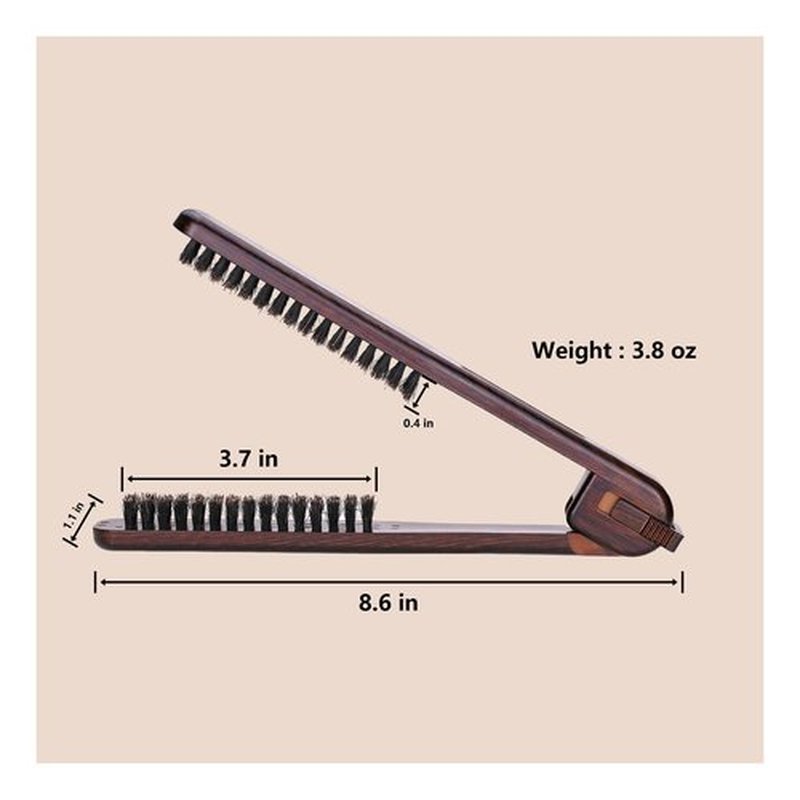 PERFEHAIR Double Sided Straightening Brush - Natural Boar Bristle Clamp for Smooth, Frizz-Free Styling, No Hair Pulling, Long-Lasting Design