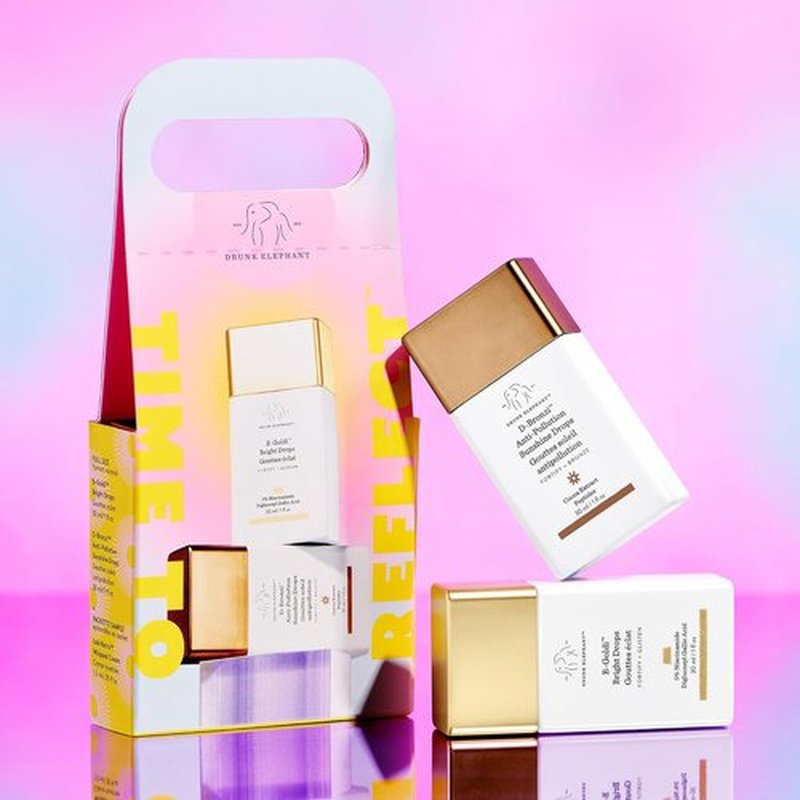 Drunk Elephant Time To Reflect Kit | B-Goldi Bright Drops & D-Bronzi Anti-Pollution Drops - 30 ml Each