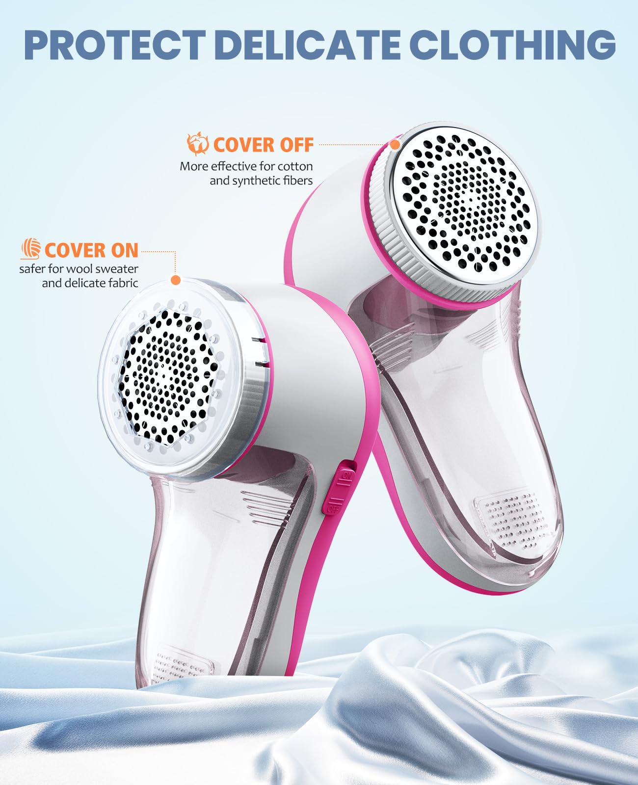 POPCHOSE Fabric Shaver, Lint Remover for Clothes, Electric Lint Shaver with 6-Leaf Blades, Sweater Shavers to Remove Pilling for Clothing, Couch, Furniture, Fuzz, Lint Ball, Bobbles, Pink