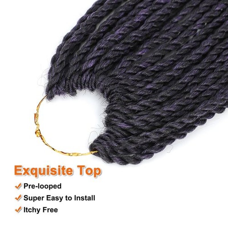 NAYOO Senegalese Twist Crochet Hair - 8 Packs 18 Inch Ombre Purple Crochet Hair For Black Women, 35 Strands/Pack Small Twist Crochet Braids Hair Hot Water Setting, Crochet Braiding Hair Straight Ends