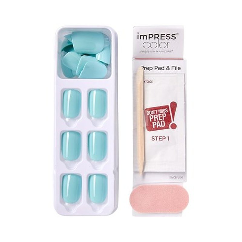 KISS imPRESS Press-On Manicure - Mint To Be Gel Nail Kit with PureFit Technology | Short Length, Polish-Free