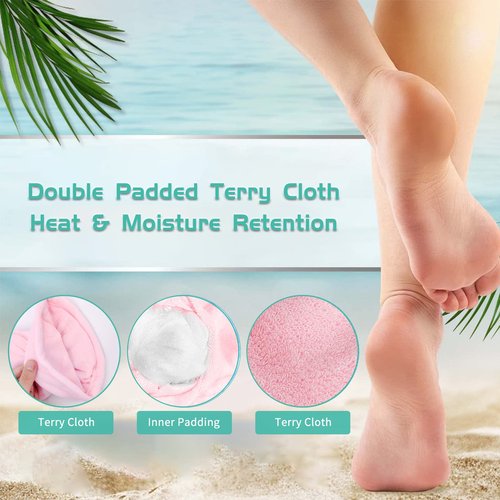 Paraffin Wax Bath Terry Cloth Gloves & Foot Liners, Paraffin Wax Machine Heated SPA Mittens Foot Liners, Thick Heat Hand Feet Treatment Insulated Mitt Spa Feet Cover Great for Men Women (Pink)