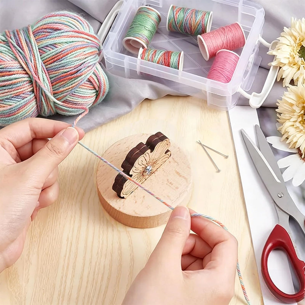 Thread Cutter Blade Tool for Sewing with Flower Shape Solid Wooden Sewing Tools (1 Piece)