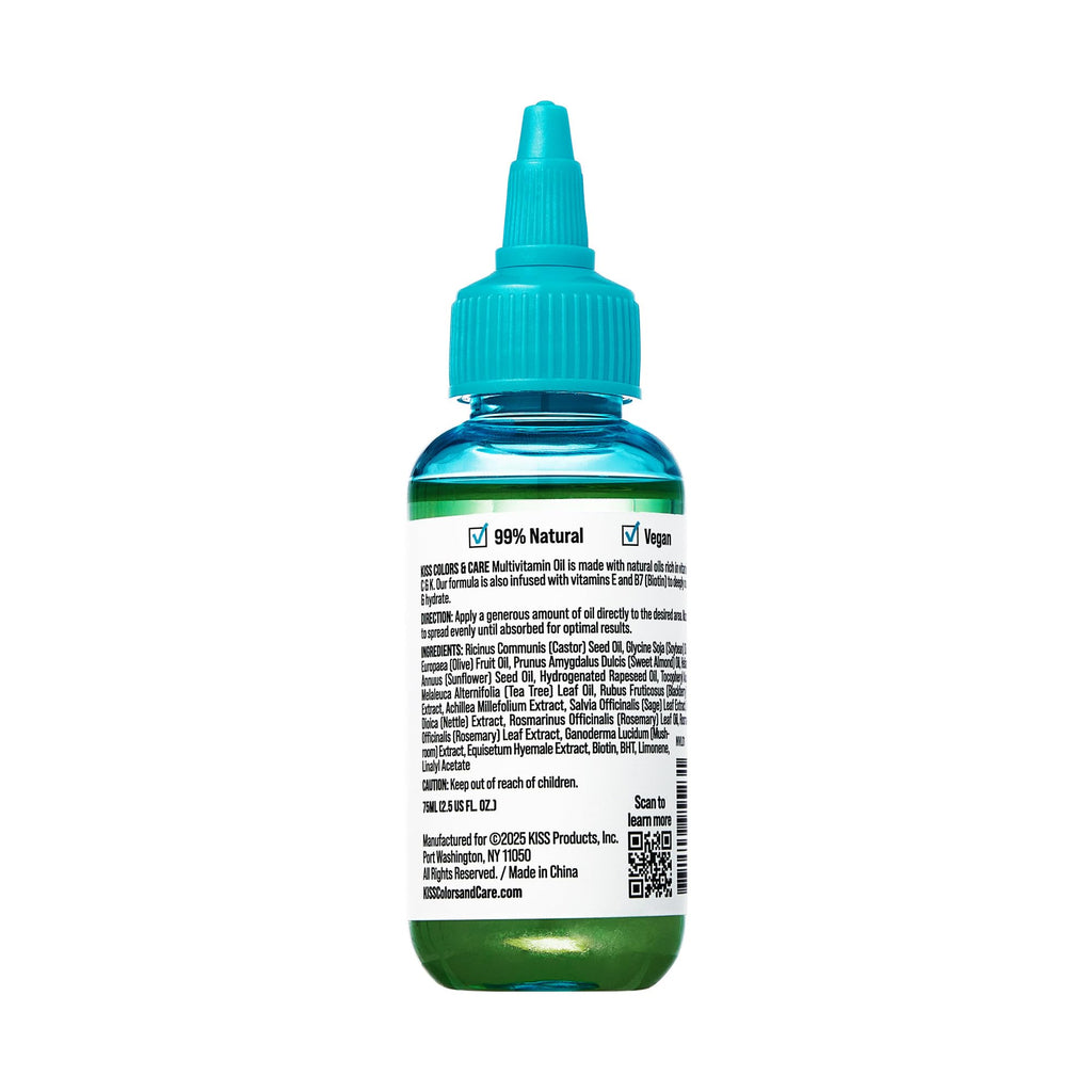 Kiss Colors & Care Tea Tree Multivitamin Oil for Hair & Skincare, Infused with Biotin, Vitamin E and Natural Oils for Long-Lasting Hydration & Repair, 2.5 fl. oz.