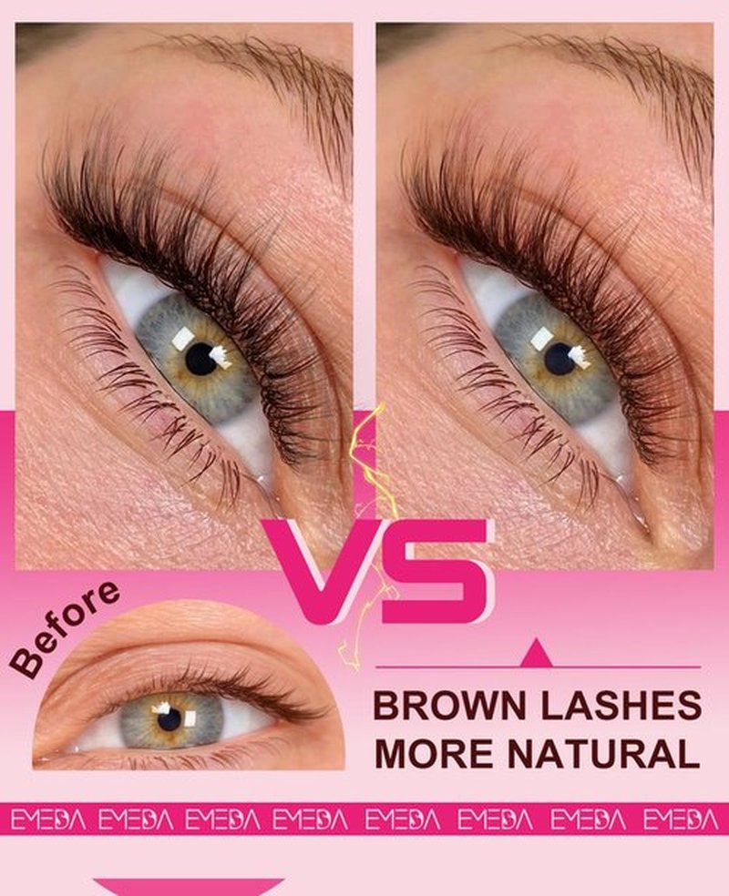 Brown Self Adhesive Eyelashes Preglued - Natural Look No Glue Eyelashes 12mm Natural Waterproof Glueless No Glue Needed Reusable Stick on False Strip Lashes by EMEDA (Brown 872 with Tweezers)