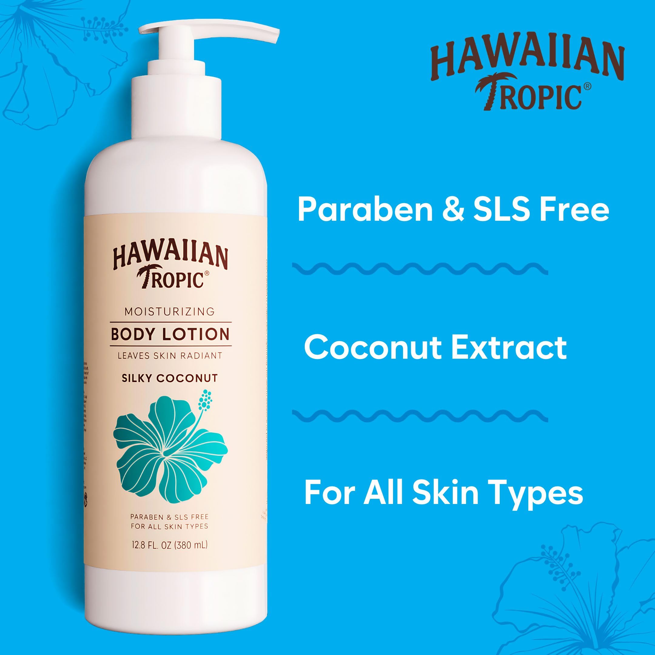 Hawaiian Tropic Silky Coconut (5 Pack) Bulk Hotel Amenities - 380ml Bottles (64 fl oz Total) - SLS Free Toiletries for Airbnb Hosts, Guest Bathrooms & Vacation Rentals (Body Lotion)