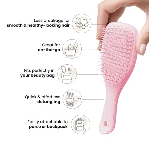 Tangle Teezer Mini Ultimate Detangler Hairbrush & Travel-Size Spray Bottle Duo | Millennial Pink, All Hair Types