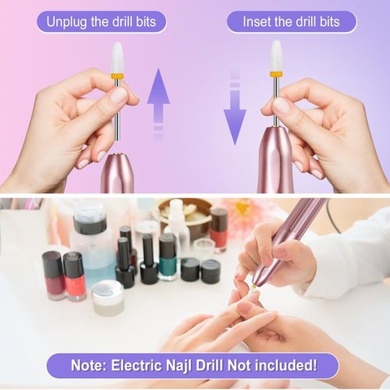 16pcs Nail Drill Bits Sets, 3/32 Inch Cuticle Electric Nail File and Ceramic Acrylic Gel Nail Bit Kit Acrylic Nail Tools for Manicure at Home Salon