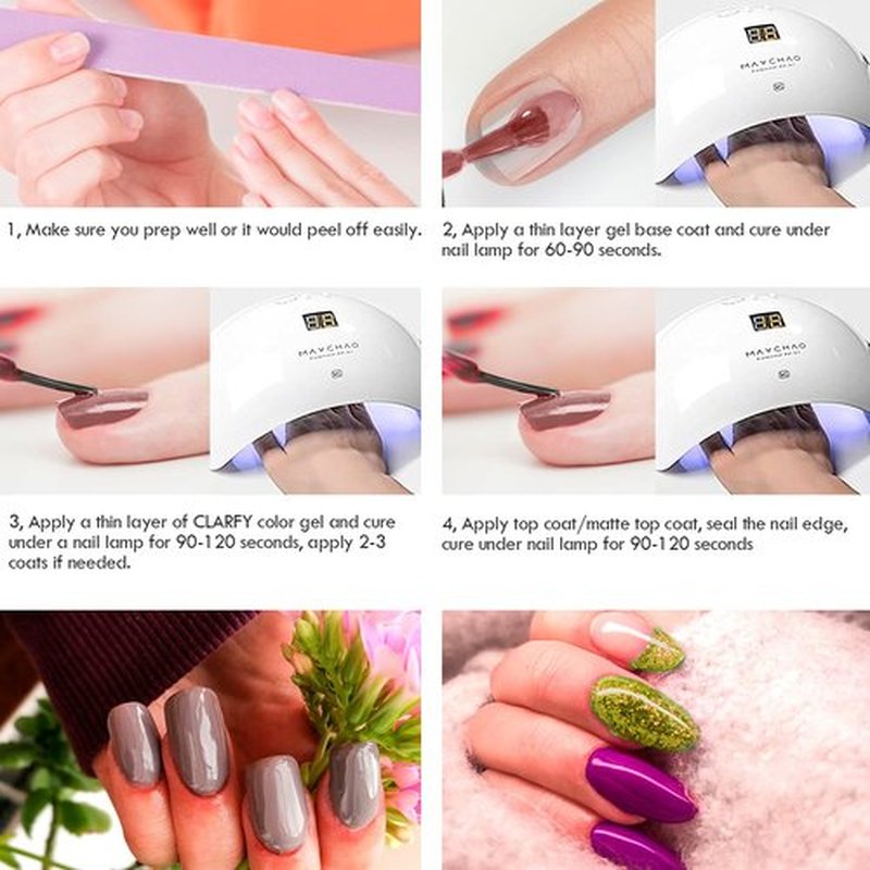 CLARFY Gel Nail Polish Kit 10ML/23PCS with Base Coat, Matte and Glossy Top Coat, Pink Blue White 20 Colors, Spring Summer Gel Polish Set for Nail Art, Salon, DIY Manicure, Gifts for Women, Girls
