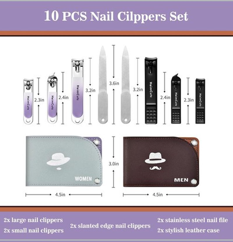 Nail Fingernail Toenail Clippers Set - Separate Personal Nail Cutter Set for Men and Women, Travel Finger Nail Clippers Adult Toe Nail Clipper Kit, Wedding Gifts Idea Engagement Gifts for Couples