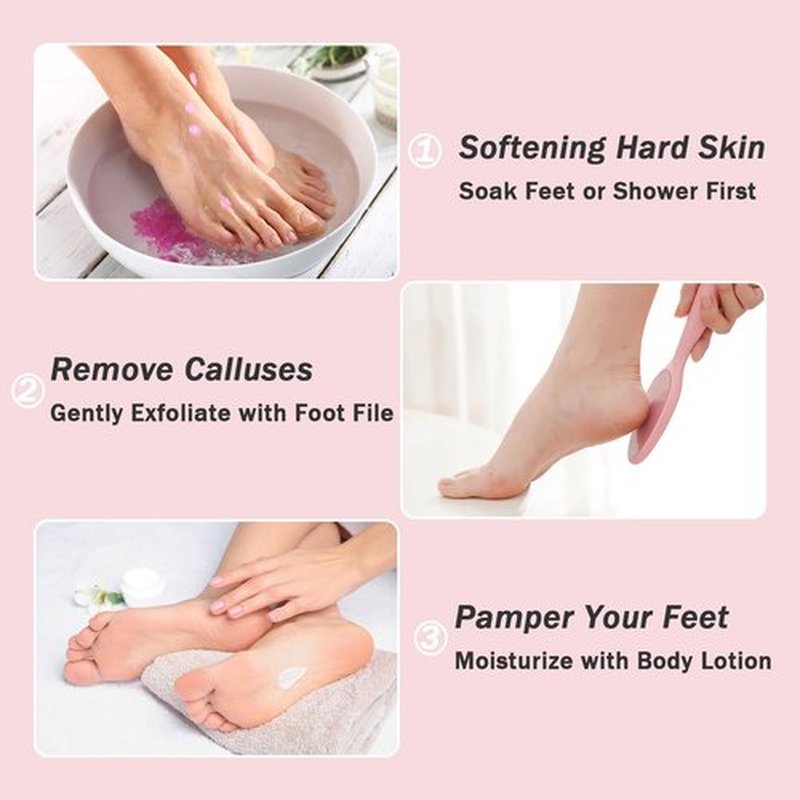 Hapforever 1PC Hard Skin Remover, 2-Sided Nano Glass Foot File Callus Remover with Non-Slip Handle Comfortable Foot Grinding Scraper (Pink)