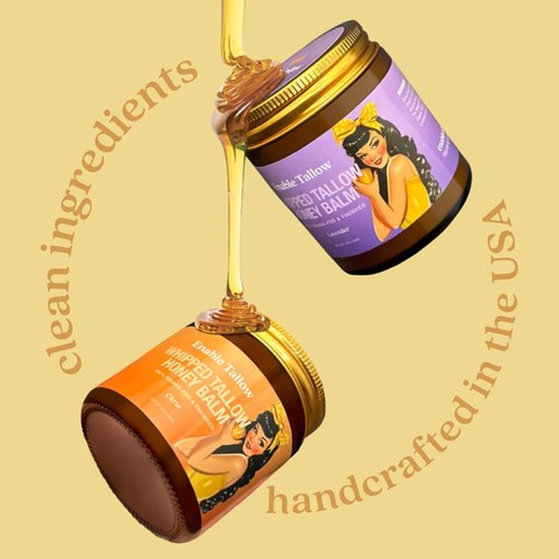 Enable Tallow Face & Body Cream – Whipped Beef Tallow & Manuka Honey Balm for Dry Skin, Eczema & Sensitive Skin – Natural Moisturizer, Lavender Scent, 4oz