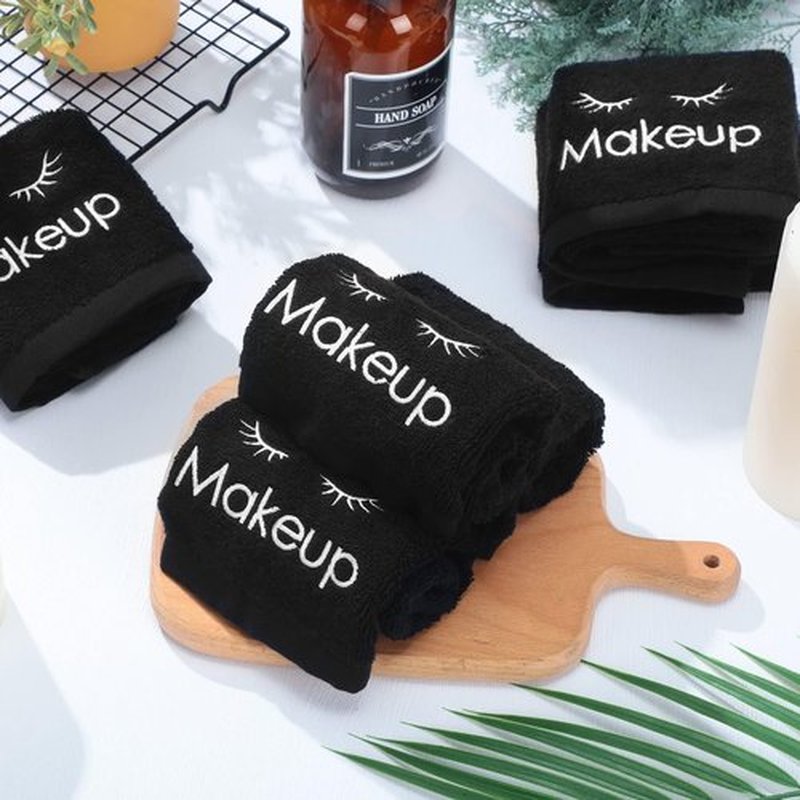 Shimeyao 13x13 Inch Black Makeup Towels Bulk Reusable Makeup Washcloths for Face Facial Remover Washcloths Absorbent Cotton Towel for Salon Spa Women Skin Care(36 Pcs,Classic)