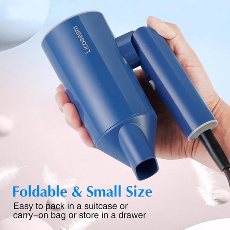Skiennix 1600W Compact Hair Dryer - Fast Drying & Foldable Design | Stylish Blue Color