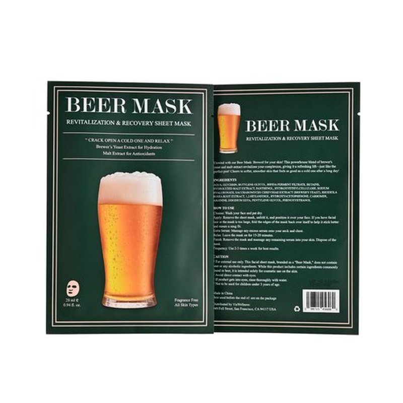 Beer Mask Bachelor Party Pack – 4 Beer Inspired Sheet Masks for Men, Funny Groomsmen Gift, Bachelor Party Favors, Men’s Hydrating Face Mask