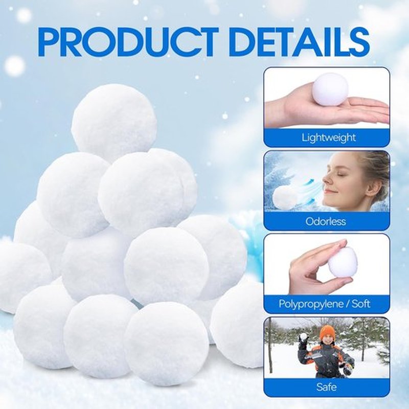 Skiennix 20 Pack Snow Toy Balls - Soft Plush Indoor Snow Fight Balls for Kids | Winter Fun & Christmas Decor