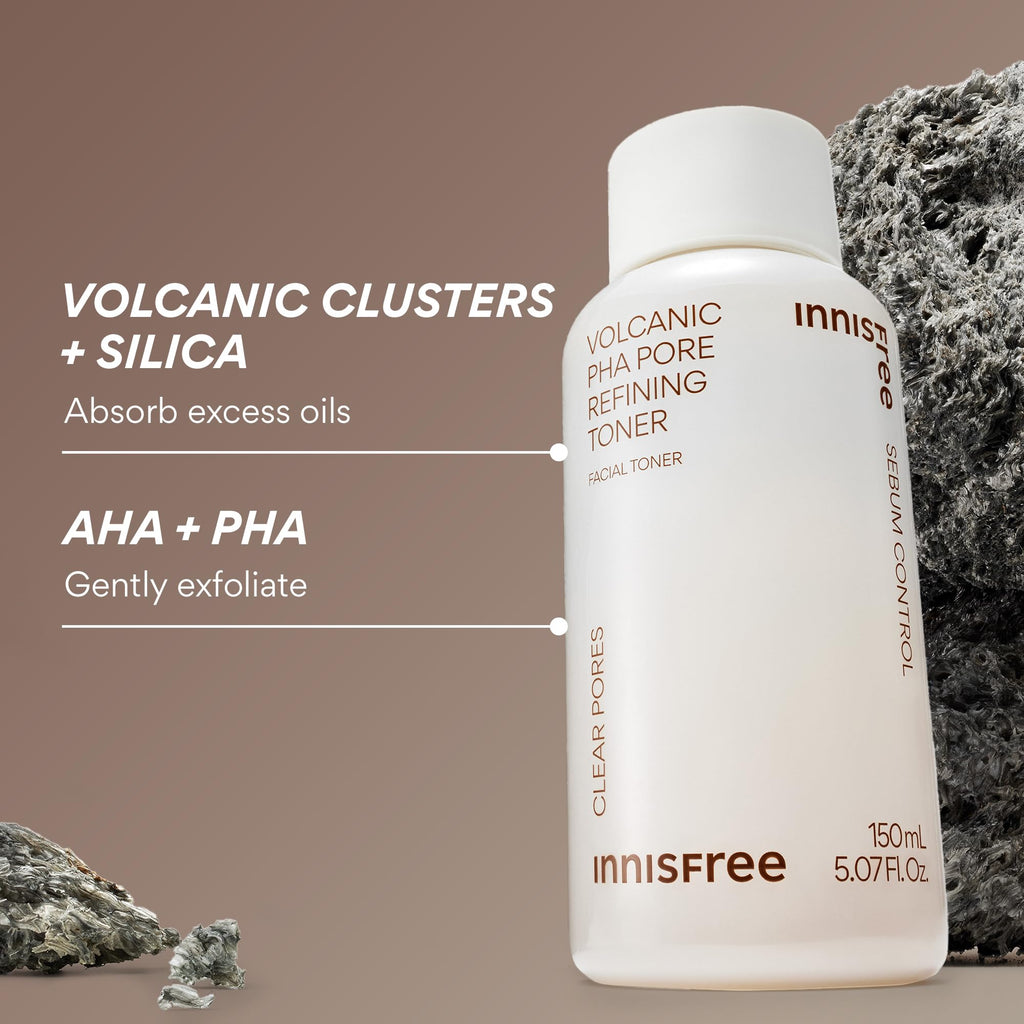 innisfree Volcanic PHA Toner | Korean Skincare with AHA and BHA | Refines Texture, Controls Oil | Exfoliating Face Treatment