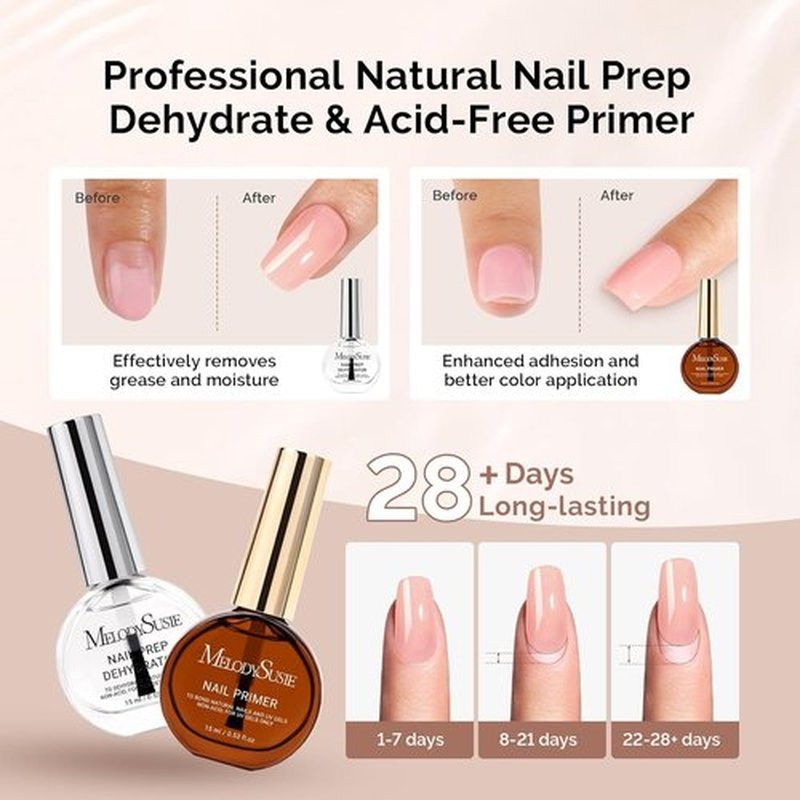 MelodySusie Nail Dehydrator & Primer - Professional Hema-Free, Acid-Free Formula | Fast-Dry 15ML