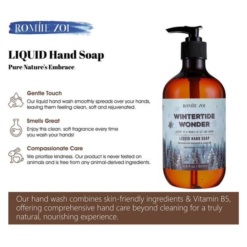 ROMIIE ZOI Christmas Liquid Hand Soap with Gift Box - Wintertide Wonder, Infused with the Winter Woods Aroma - 500ml/ 16.8 fl.oz