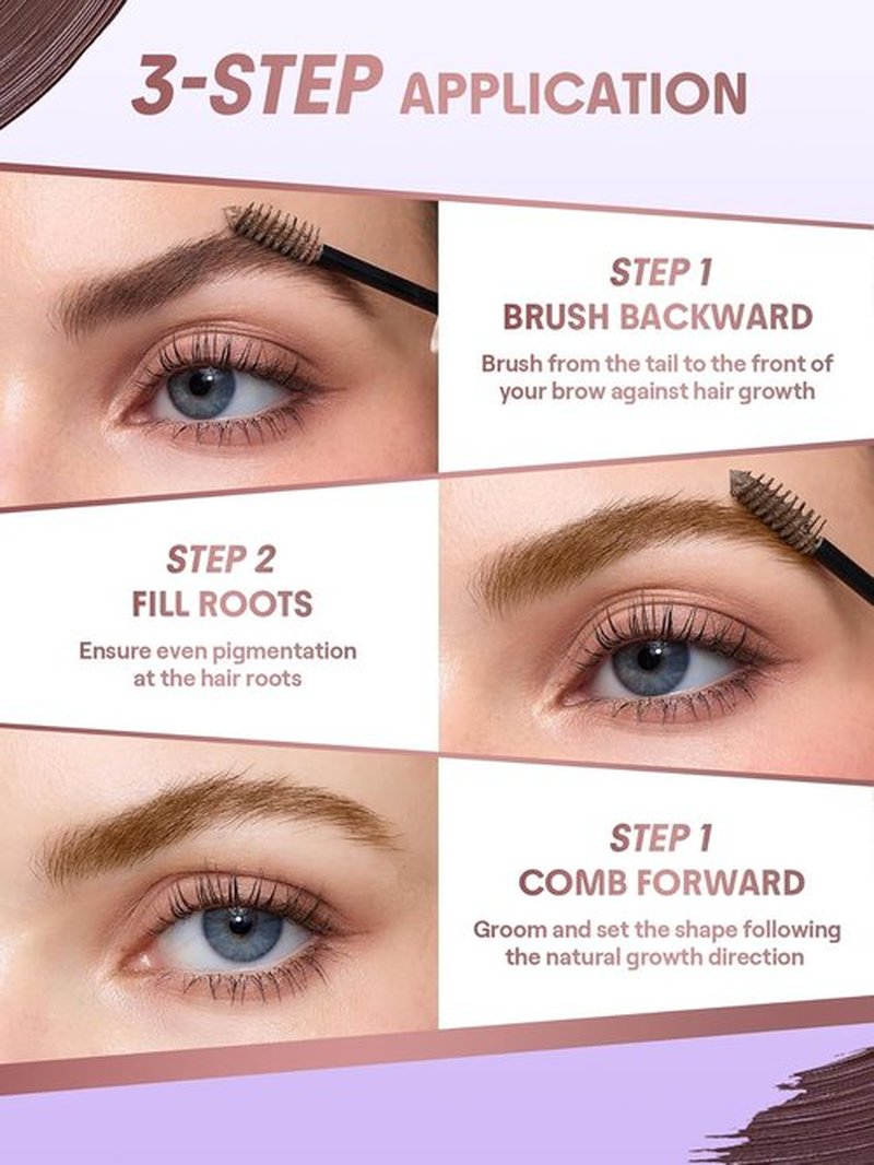 SheGlam Airy Tinted Brow Mousse - Highly Pigmented Eyebrow Gel for Shaping & Filling | Ash Pink