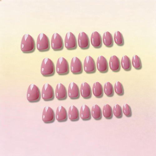 SXVME Soft Gel Press On Nails Short, 32 Pcs 16 Sizes Sheer Dark Pink Short Fake Nails Press ons Oval, Reusable Glue On Nails with Glue, Natural Almond Stick On Nail for Women Everyday Elegance