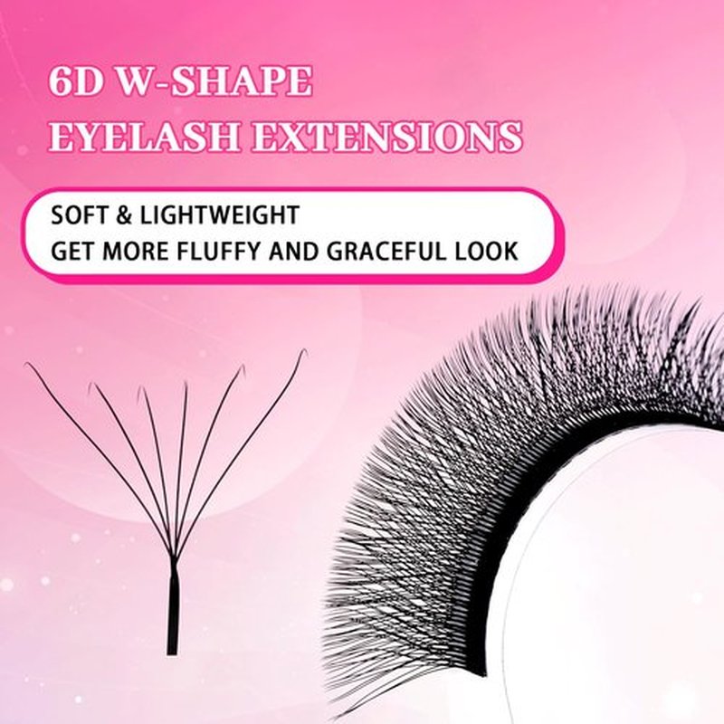 TDANCE YY Lash Extensions Premade Volume Eyelash Fans YY Lashes Matte Black W Lashes Extensions(W-6D-0.07-L,8-15 mm)
